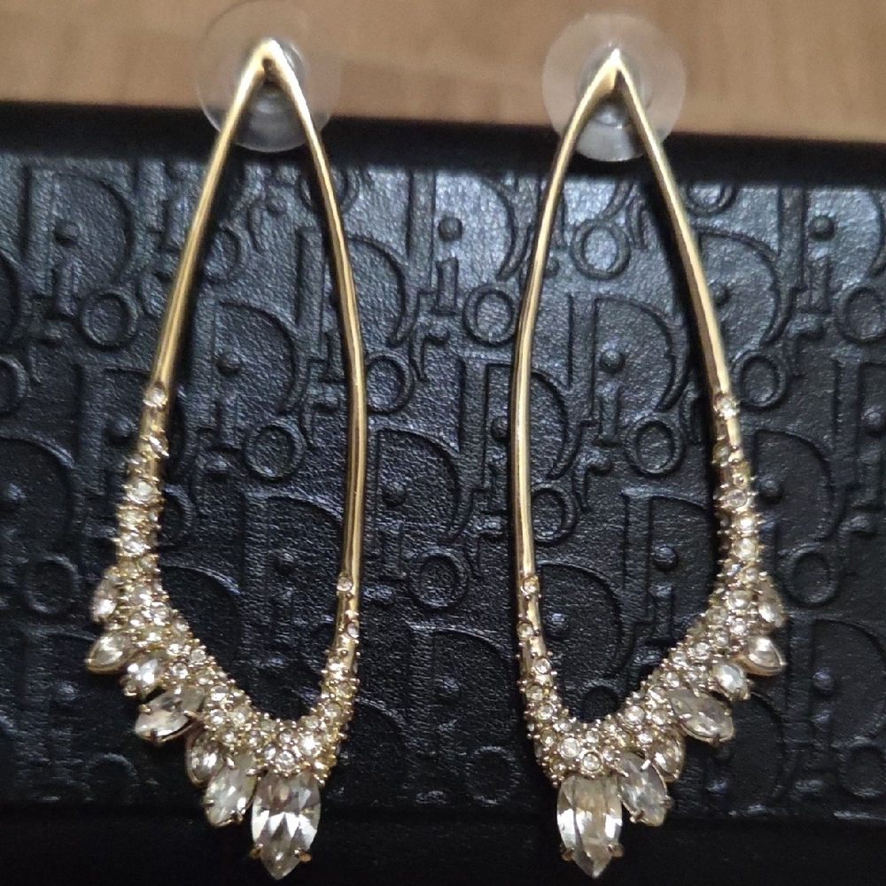 NWOT Alexis Bittar 14K gold plated Gold Teardrop Earrings w/ crystals